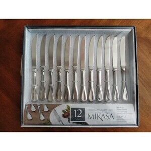 Mikasa Bravo Premium Stainless Steel Steak Knives Set Of 12 New In Box
